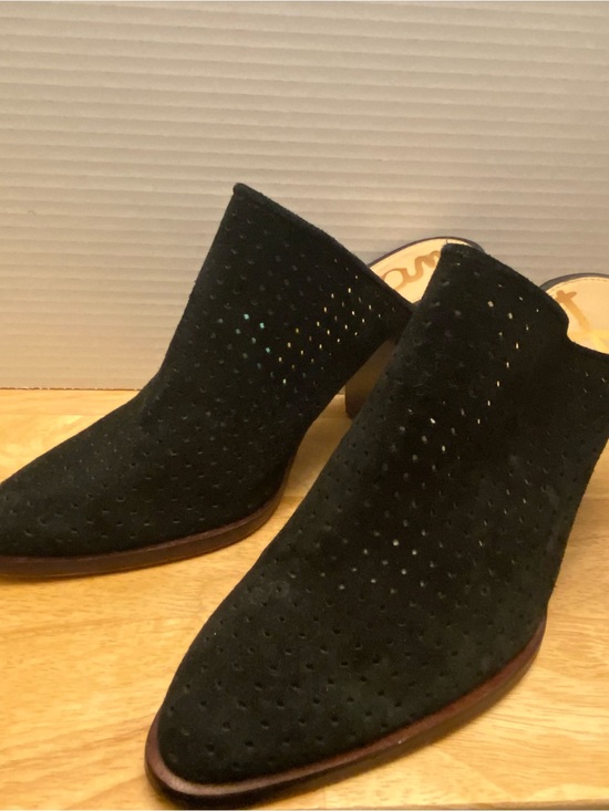 Sam Edelman Shoes - Sam Edelman Bates Black Leather Suede Perforated Slip On Mules Size 9.5.